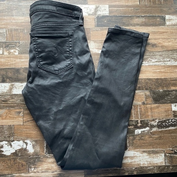 AG The Leatherette Legging Ankle Vintage Leatherette Light Black - Size 25 - Picture 7 of 8